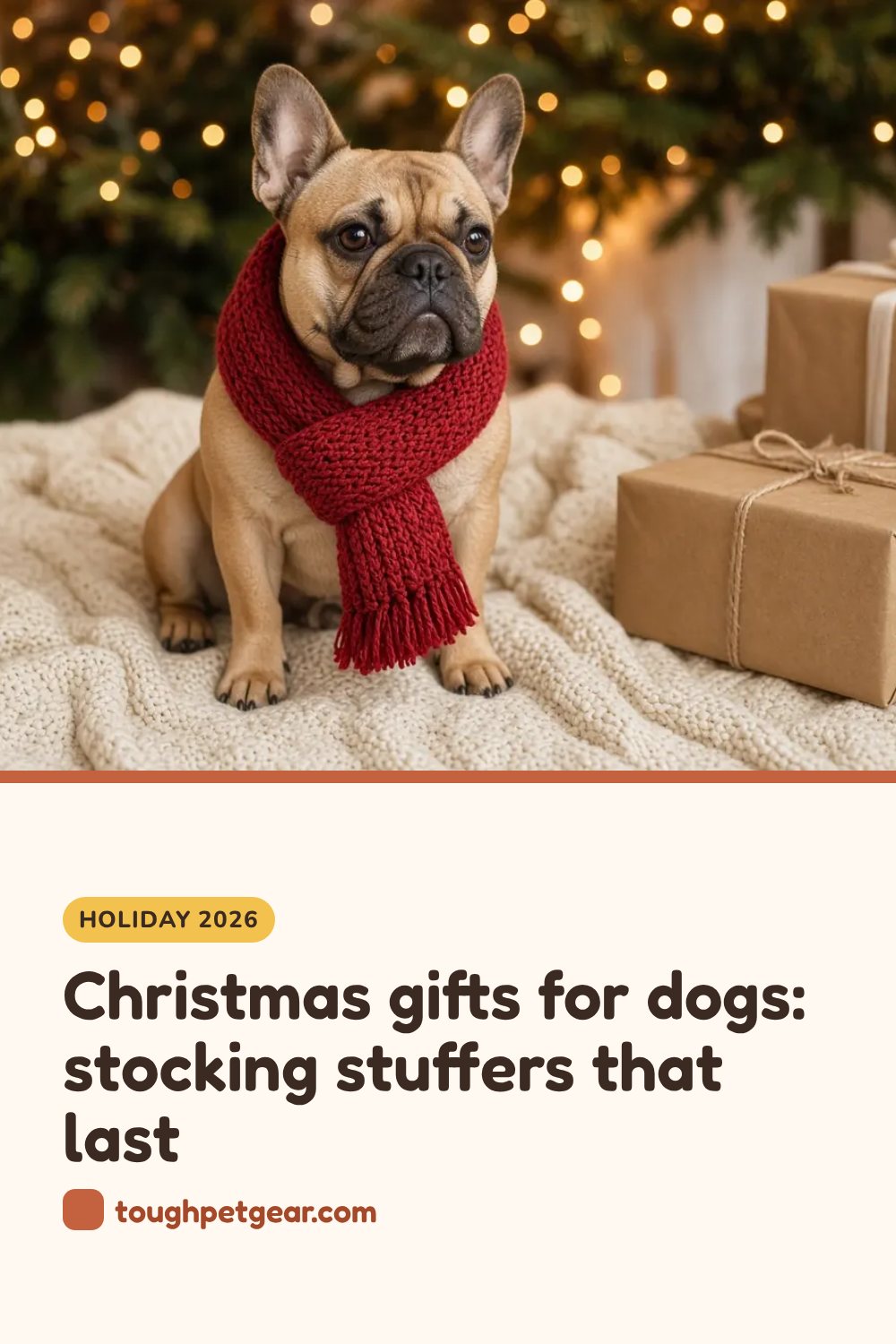 Pinterest pin: Christmas gifts for dogs (that last past noon) from Tough Pet Gear